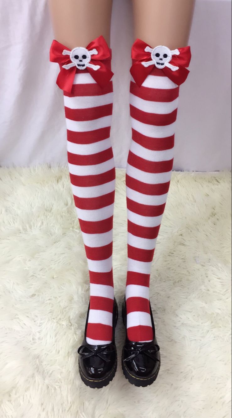 F8193-2 Nylon Cute Sexy Striped Stockings For Halloween